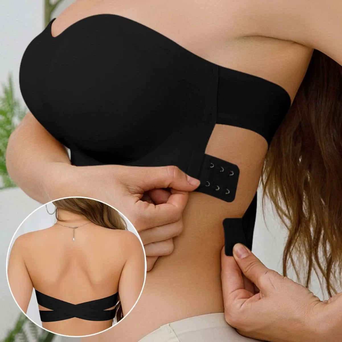 Women's strapless bra cross side buckle underwear  (Available)