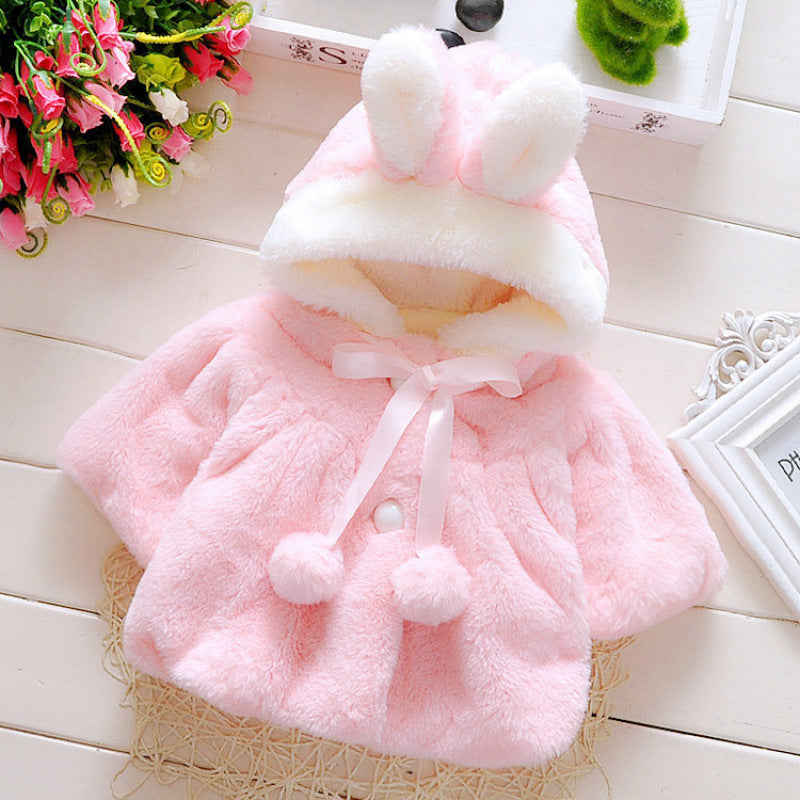 Winter new classic little rabbit shawl sweater jacket for girls