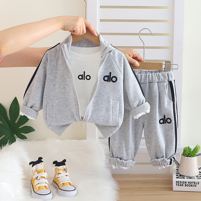Wuxiaoqi Children's Clothing Spring and Autumn 2025 New Children's Set 0-4 Years Old Boys and Girls Letter Do Baseball Uniform Three-Piece Set