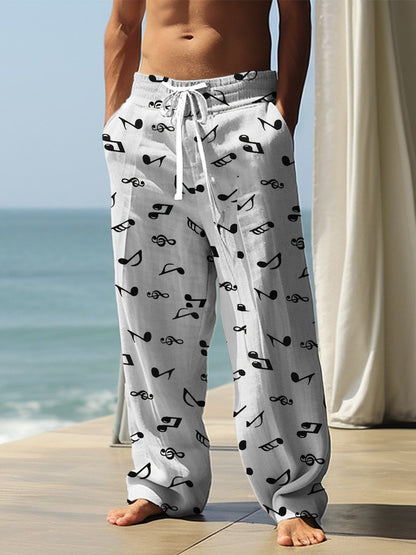 Autumn Men's Health Cloth Straight-leg Pants 3D Digital Vintage Print Ethnic Style Baggy Pants