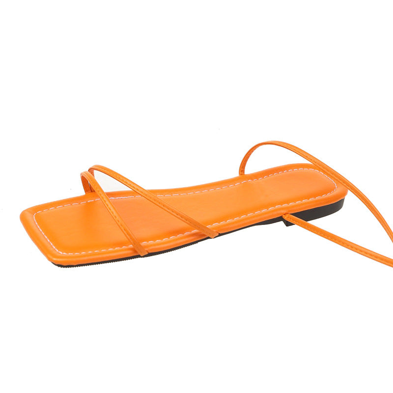 European And American Ankle Ring Bandage Cloth Flat Sandals Women's Summer (Available)