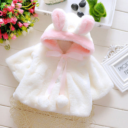 Winter new classic little rabbit shawl sweater jacket for girls