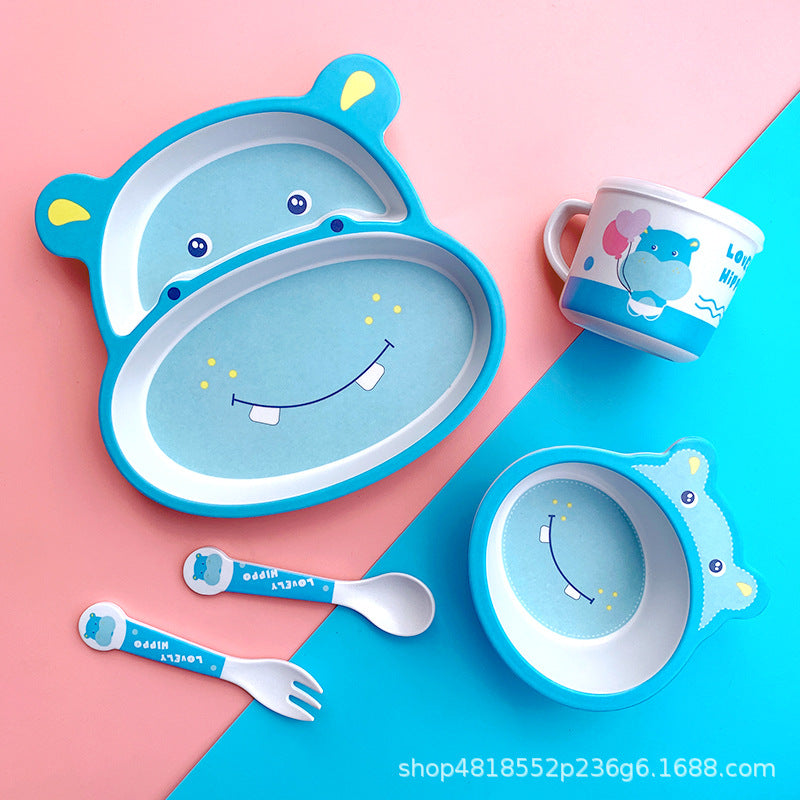 Baby feeding bowl with Bamboo Fiber spoon and Bamboo Fiber straw
