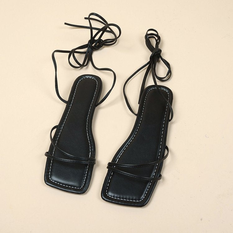 European And American Ankle Ring Bandage Cloth Flat Sandals Women's Summer (Available)