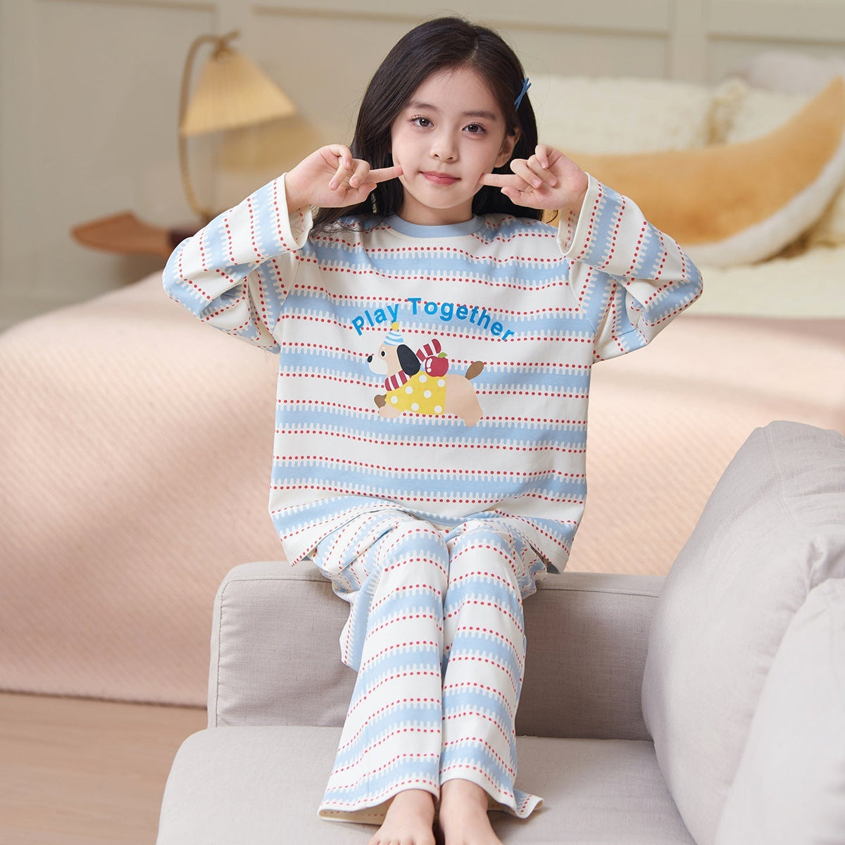 Children's Pajamas 2026 New Model Pure Cotton Long Sleeve Long Pants Spring and Autumn Girls' Cartoon Homewear Set for Older Kids