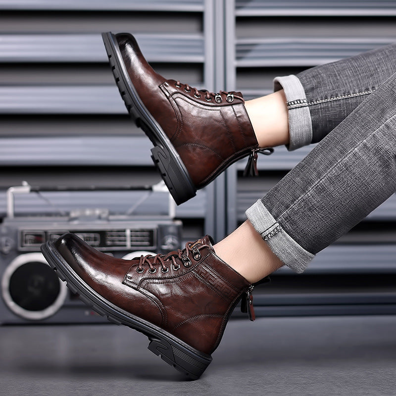 British Style All-matching Work Clothes Ankle Boots Fashion Haulage Motor Leather Boots  ( Available )