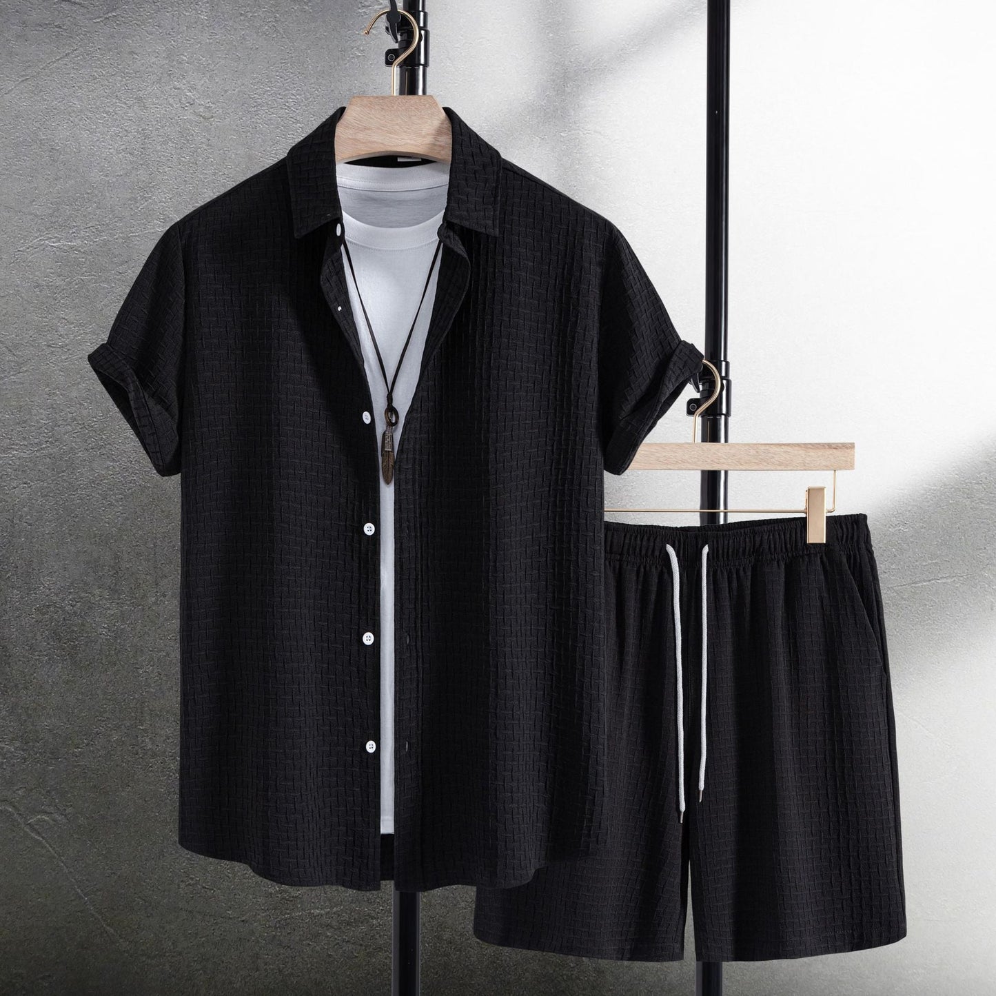 Men's Beach Short Sleeve Flower Shirt Shorts Suit