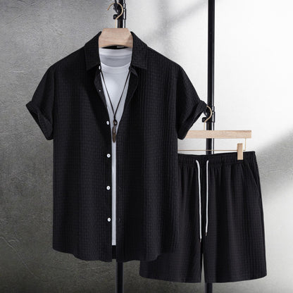 Men's Beach Short Sleeve Flower Shirt Shorts Suit