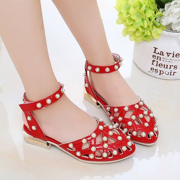 Children's High Heels Korean Version Princess Fish Mouth Bow Little Girl Crystal Shoes (Available)