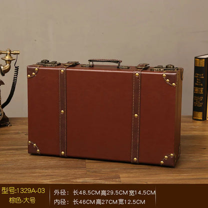 Luxury Vintage Trunk Travel Hand Big Suitcases Leather Luggage Under Bed Clothing Organizer Storage Box Antique Bin Customized