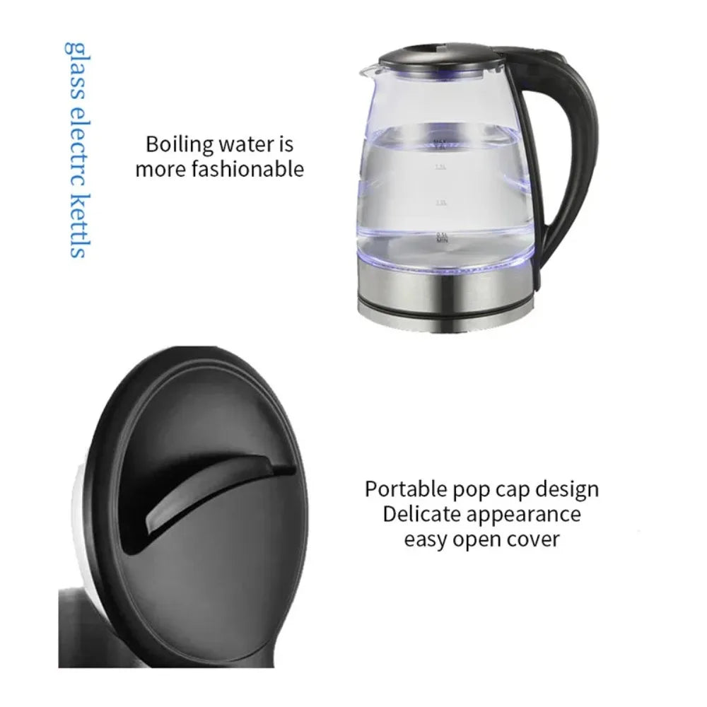 Glass Electric Kettle Cordless Water Boiler Fast Boiling BPA-Free Tea Kettle for Home Office Health Use