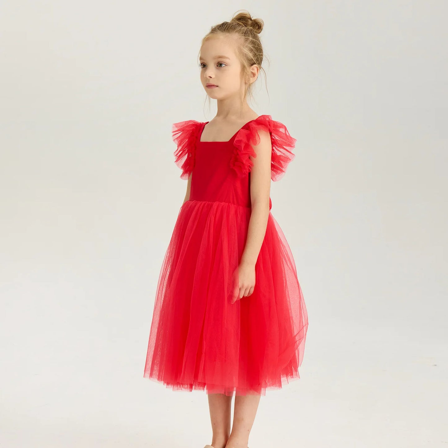 1-8Years New Little Girls Party Dress for Princess Dress Solid Child Clothes Flower Girl Birthday Princess Dress for Kids