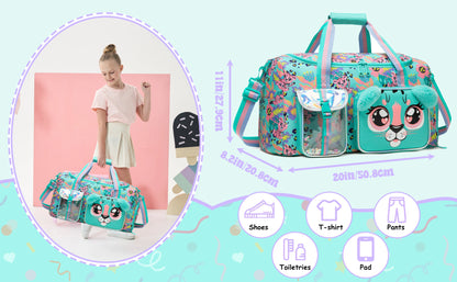 Girls Travel Duffle Bag with Shoe Compartment Sports Duffel   Pack Travel Luggage Handbag Outdoor Camping