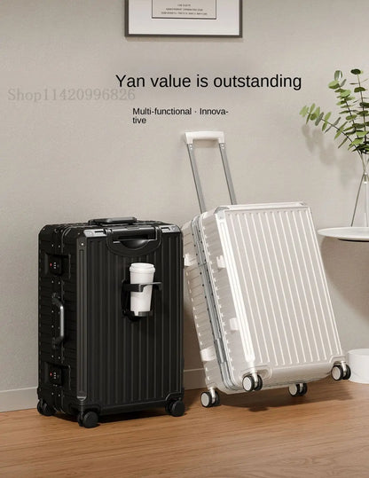 Luggage Unisex 20-inch Carry-On Suitcase 29-inch Large Capacity Aluminum Frame Travel Password Suitcase with Smooth wheels