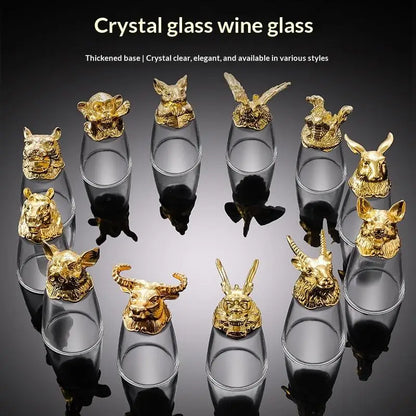 12Pcs/Set Zodiac Liquor Wine Glass Set Household Small Wine Glasses Hip Flasks Imitation Drinkware Exquisite Gift