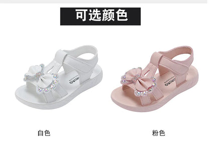 Solid Bow Children's Summer Shoes Cute 2025 Beach Non Slip Sandals For Baby Girls Footwear Soft Infant Kids Fashion Sandals
