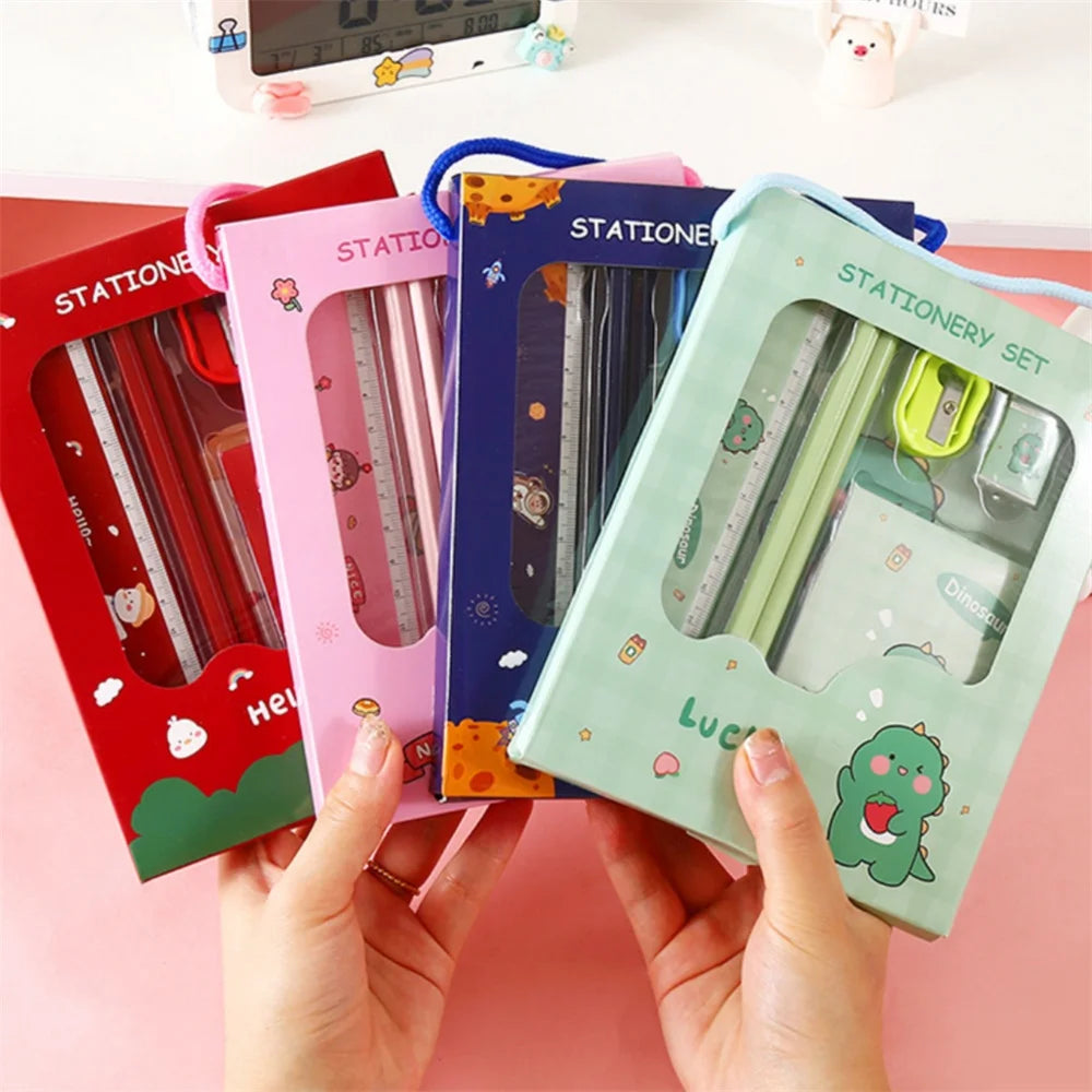 5/6pcs Stationery Sets Boys Girls Kids Learning Gift Box Pencil Notebook Ruler Eraser Set School Students Teacher Reward Gift
