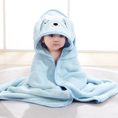 0-3 Years Unisex Baby Bathrobe Flannel Cape Cartoon Boys Girls Hooded Bathrobe Newborn Shower Gift Wrap Swaddling Bath Towel