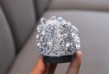 Kids Girl Shoes New Girls Princess Shoes Fashion Children Sequins Bling Bow Shoe Kid Rhinestone Non-slip Flat Shoe