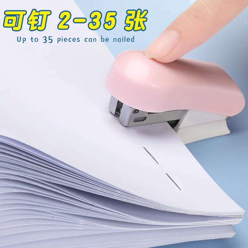 Cartoon Stapler Mini Stapler Set Cute Student Stationery Bookbinding Machine Test Paper Stapler School Gift Office Accessories
