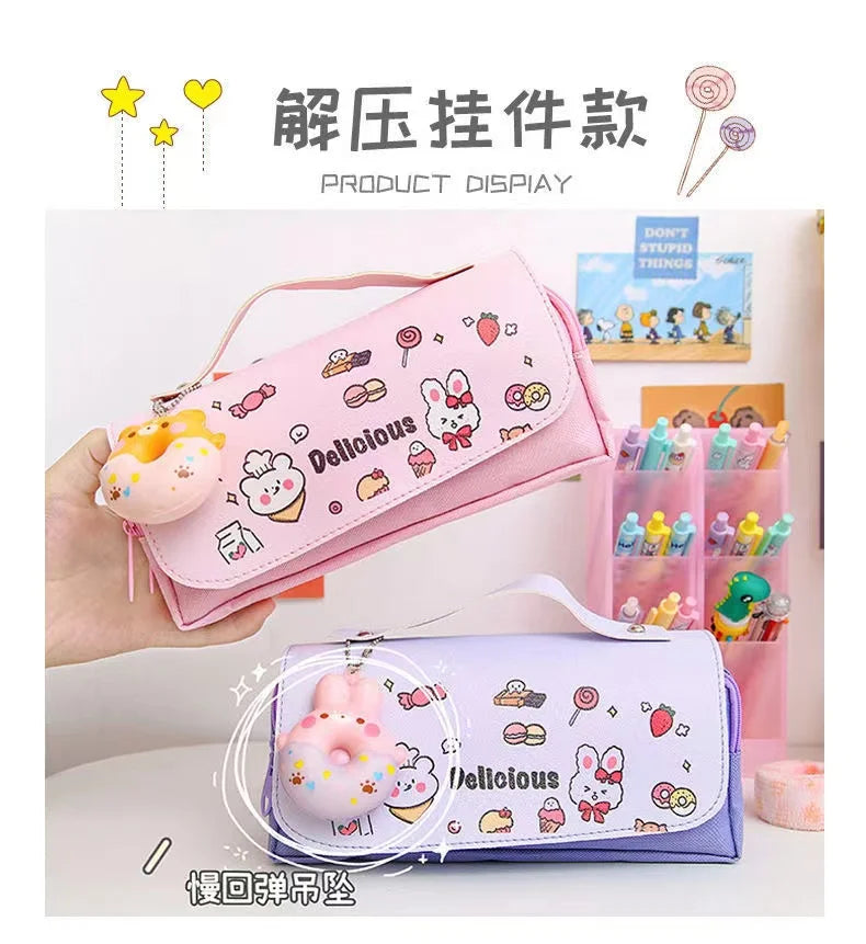 3D Kawaii Pencil Case Girls Decompression Pen Pouch Cute Waterproof School Supplies Aesthetic Organizer Box  Korean Stationery