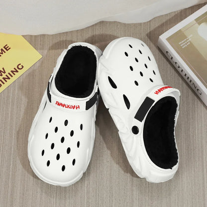 Winter Warm Home Slippers Men Waterproof Fur Clogs Slippers Garden Slippers Fuzzy Plush Slippers Bedroom Shoe For Indoor Outdoor