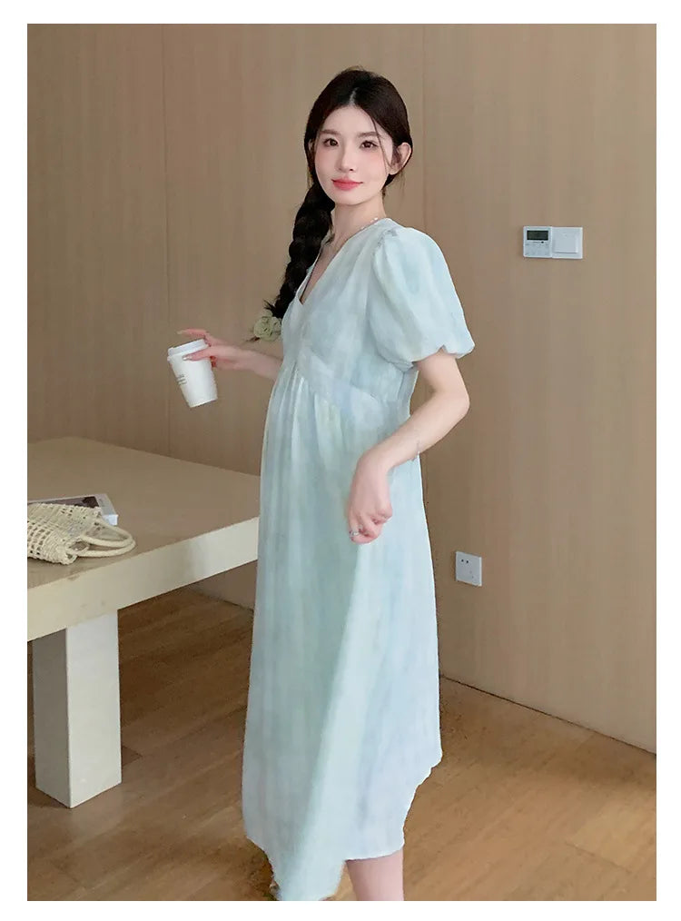 Pregnant Women's Dress Summer 2025 Fashionable Western Style Loose Belly Covering French High Waisted Long Skirt