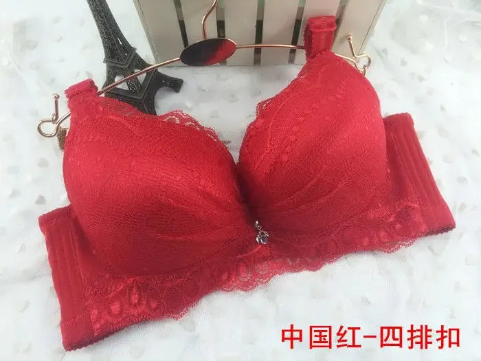 8CM Thickened Lace Push Up Bra Wire-Free for C/D Cup Ultra Soft Lift Bralette with Adjustable Straps, Plunge No Underwire Bra