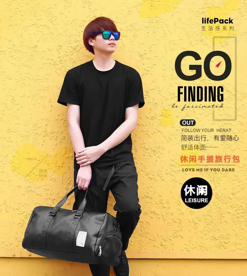 Gym Bag Leather Sports Bags Dry Wet Bags For Men Women  Training for Shoes Fitness Yoga Travel Luggage Shoulder Sport Bag