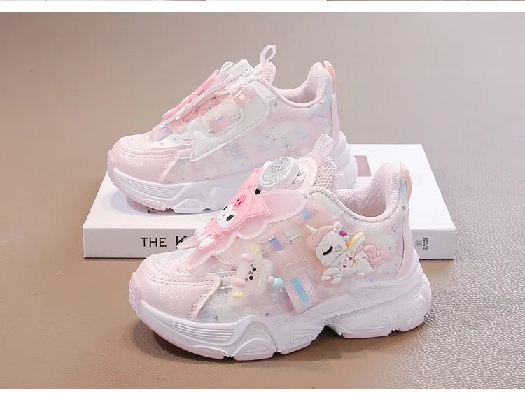 Girls Leather Hook-and-Loop Shoes - Non-Slip Thick Sole Chunky Sneakers Soft Bottom Fashion Casual Shoes for Kids
