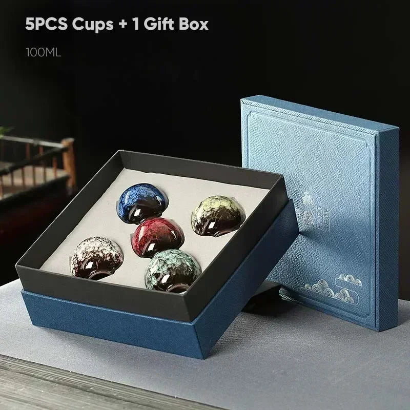 5PCS Ceramic Cups Set Coffee Ceramic Cup Pottery Cups Pottery Tea Cup Drinking Water Teacup With Gift