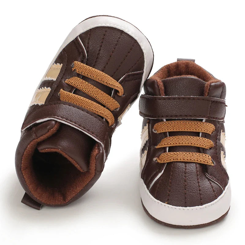 Autumn and Spring Brown Baby Sneakers for Boys 0-12 Months First Walking Shoes