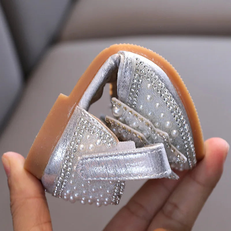 Summer Girls Flat Princess Sandals Fashion Sequins Bow Rhinestone Baby Shoes Kids Shoes For Party Wedding Party Sandals E618