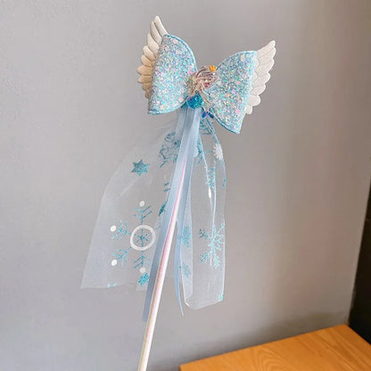 Baby Girls Pink Butterfly Fairy Magic Wand Toddler Snowflake Princess Cos Props Mermaid Cos Crown Photography Props