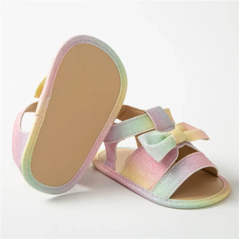 Newborn Baby Girls Summer Shoes Sandals Colorful Butterfly-knot Newborn Shoes Casual Soft Sole Sandals Toddler Shoes