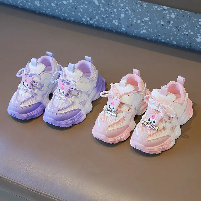 2026 Girls Kuromi Autumn New Board Shoes Sanrio Sports Dad Shoes Children Cartoon Kawaii Comfortable Breathable Casual Shoes