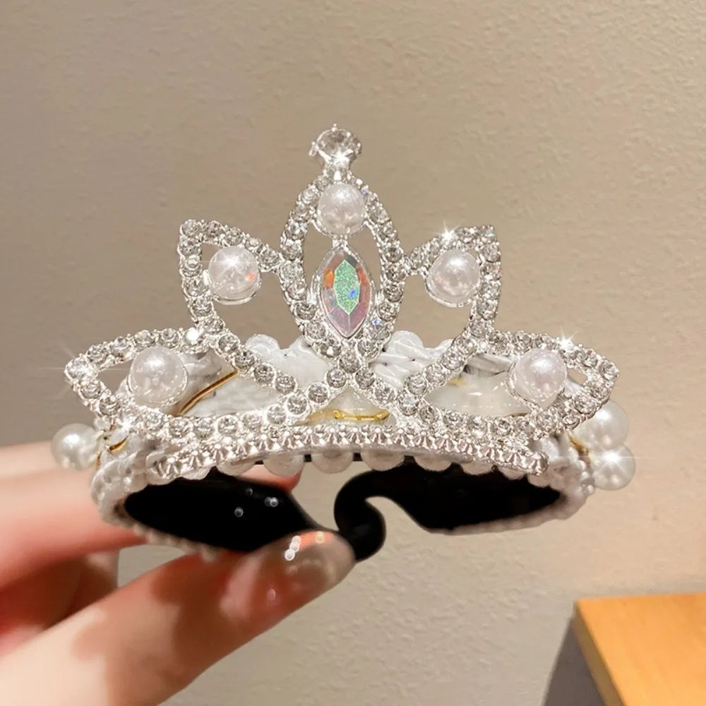 Children's New Year Crown Pearl Crystal Chinese Hair Claw Rhinestone for Princess Dress