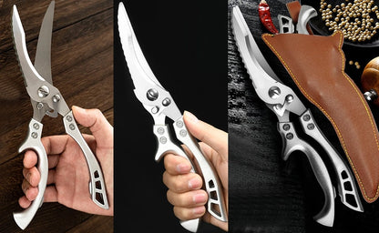 Stainless Steel Kitchen Scissors MultiFunction Chicken Bone Scissors for Cutting Fish Meat Vegetables Effort-Saving BBQ Scissors