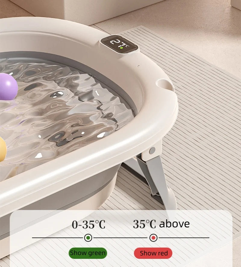 Digital temperature sensitive baby bath tub Large household portable folding bath tub Children's bath tub Children's bath tub