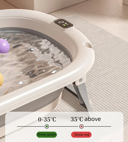 Digital temperature sensitive baby bath tub Large household portable folding bath tub Children's bath tub Children's bath tub