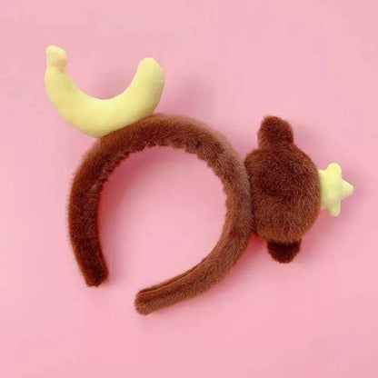Sweet Hair Accessories Dachshund Hair Hoop Plaid Bow New Year Headwear Red Headband Moon Creative Cartoon Monkey Hairband Girls