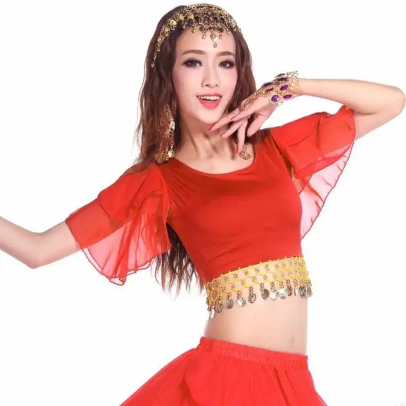 Multi Color Performances Blouse Swirling Tassels Detail Dancewear Costume