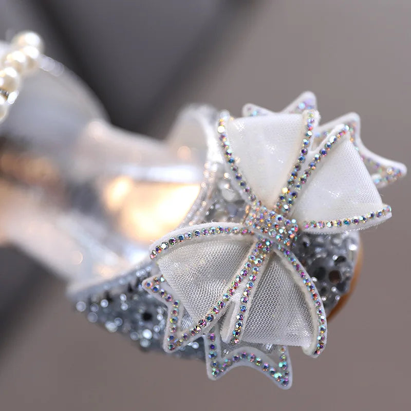 Girls Sandals Princess Single Shoes Rhinestone Butterfly Dance Kids Shoes Glitter Leather Party Dress Wedding Shoes E615
