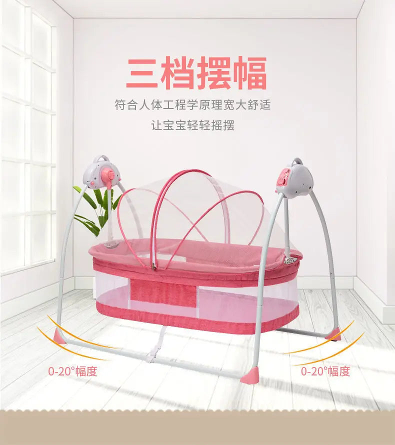 Electric Cradle Bed Multi-Functional Foldable Baby Cradle Newborn Enlarged Sleep Soothing Rocking Bed