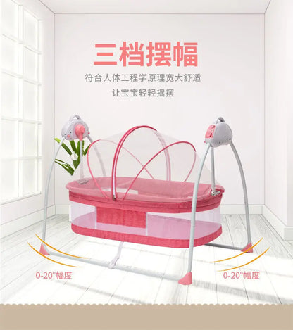 Electric Cradle Bed Multi-Functional Foldable Baby Cradle Newborn Enlarged Sleep Soothing Rocking Bed