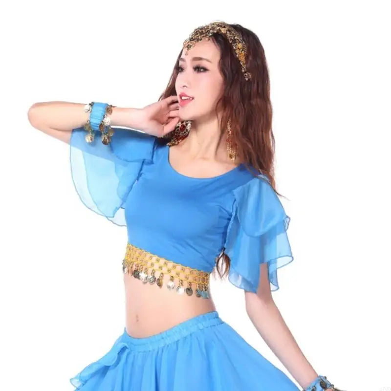 Multi Color Performances Blouse Swirling Tassels Detail Dancewear Costume