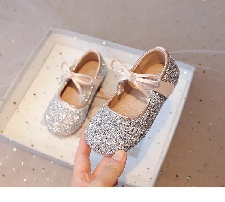 Girls Princess Shoes Round Toes Sweet Bows