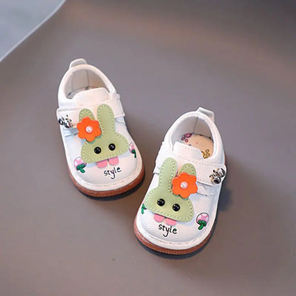 Baby Shoes for Girls 0-2 Years Soft Sole First Walker Sneakers with Anti Slip Secure Strap Design Squeaky Fun
