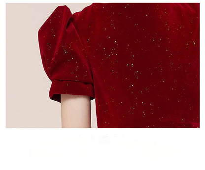 Kids Party Dress Clothing For Birthday Princess  Wine Red Piano Wedding Flower Girl 5-17 Years Old  Host Children's Formal Dress