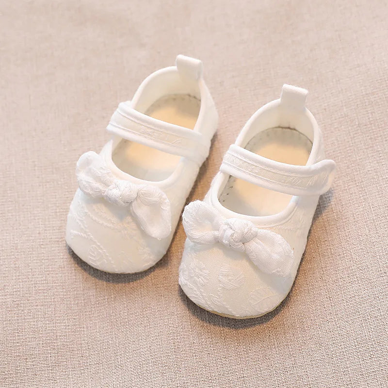 Baby Girls Shoes Non-Slip Soft Soled Lace Bowknot Flats Toddler Girls First Walker Spring Autumn Princess Shoes